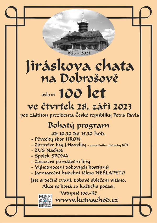 Jiráskova chata oslaví 100 let