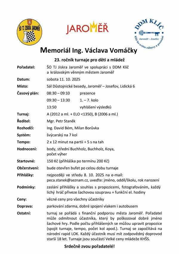 Memoriál Ing. Václava Vomáčk